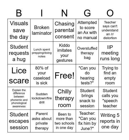 SLP BINGO Card