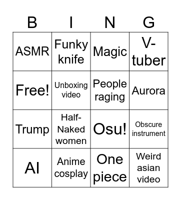 Mikie Bingo Card