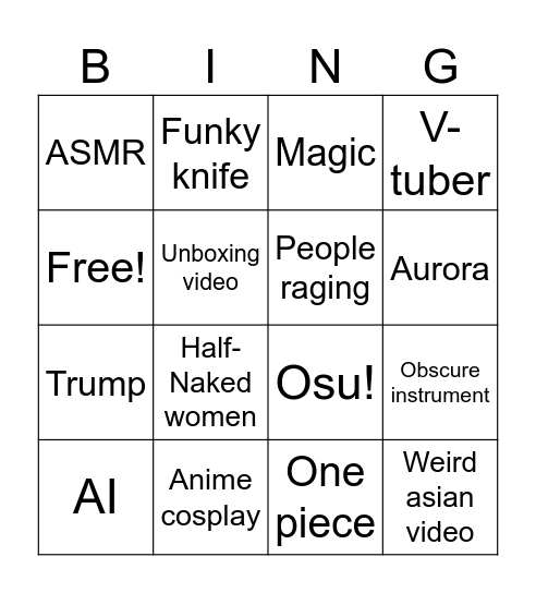 Mikie Bingo Card