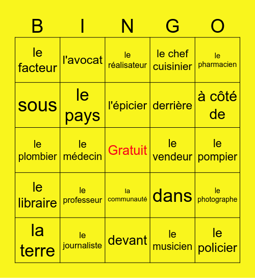 Unité: La belle province Bingo Card