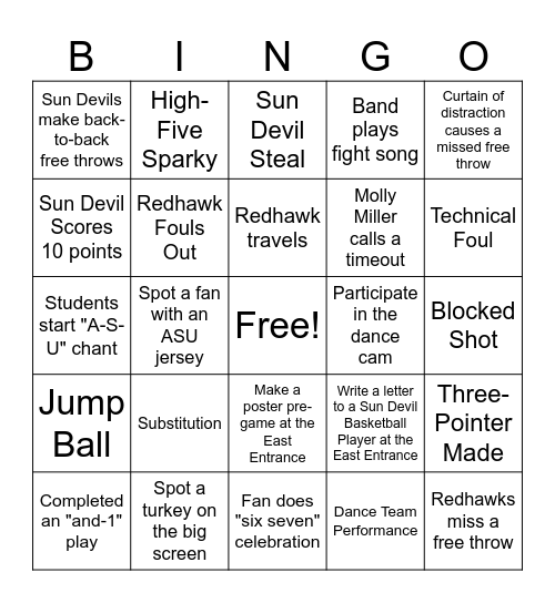 Buzzer Beater Bingo Card