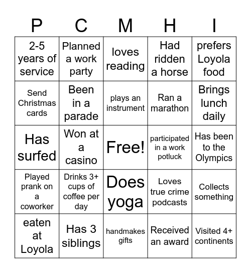 2020 Retreat Bingo Card