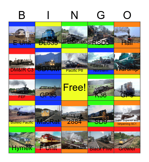 Railroads that I would like to work hard and take pride someday Bingo Card