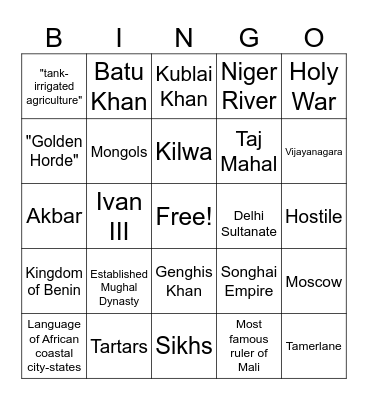 Ch. 12 Bingo Card