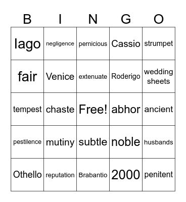 OTHELLO Bingo Card
