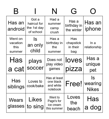 Ice-Ice Breaker! Bingo Card