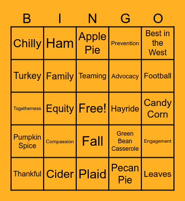 HARVEST FESTIVAL Bingo Card