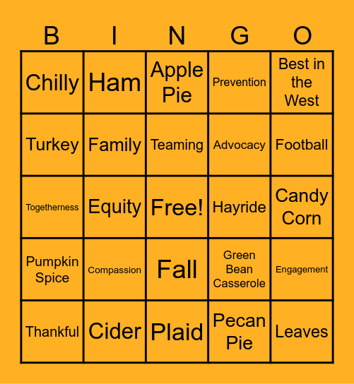 HARVEST FESTIVAL Bingo Card