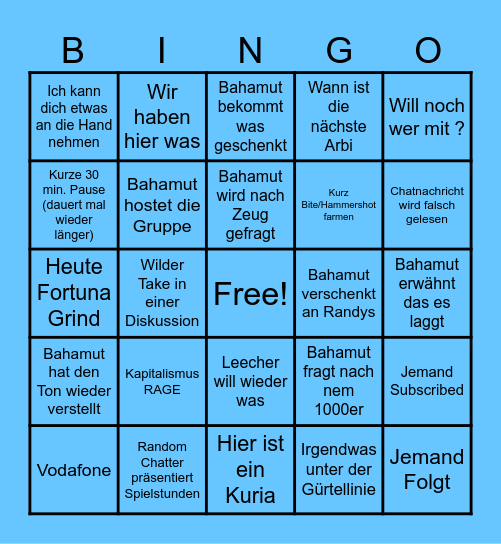 Bahamut Stream Bingo <3 Bingo Card