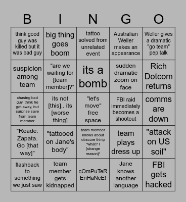 Blindspot Bingo Card