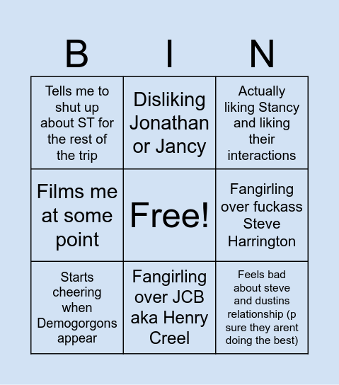 Harika Reaction Bingo Card