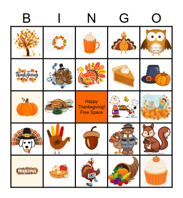 THANKSGIVING BINGO Card