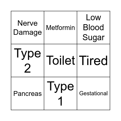 Diabetes Bingo Card