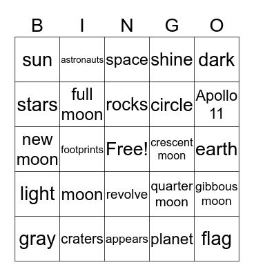 SPACE  Bingo Card