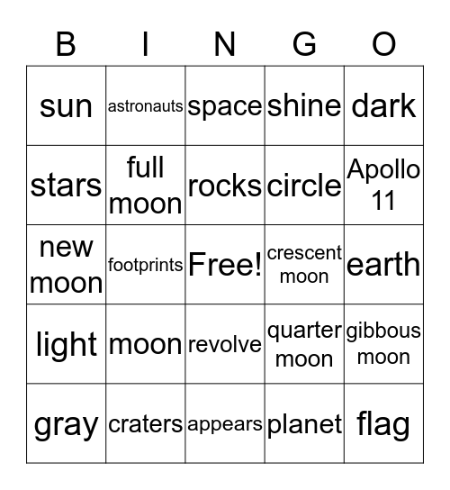 SPACE  Bingo Card