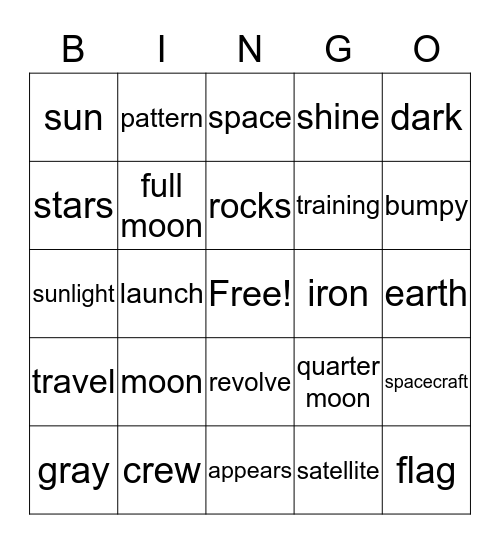 SPACE  Bingo Card