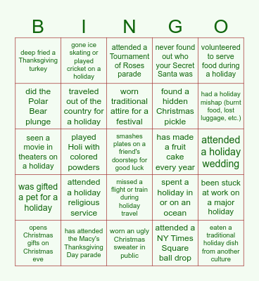 "Find someone who ..." BINGO Card