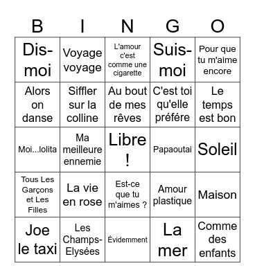 French Music Bingo Card