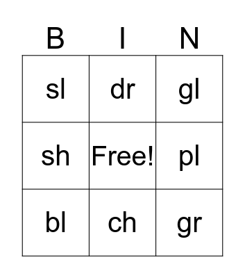 Blends Bingo Card