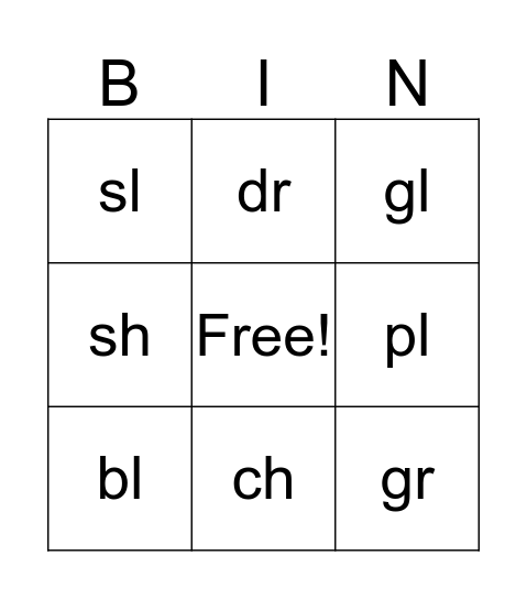 Blends Bingo Card