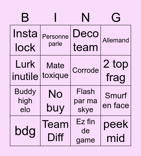 Bingo Valorant Bingo Card