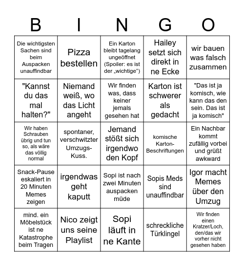 Umzugsbingo Card