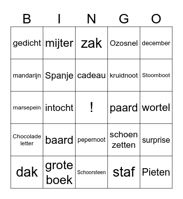 Sinterklaas Bingo Card