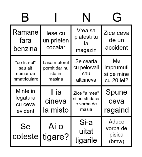 Tarpan bingo Card