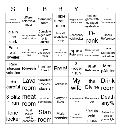 Pressure Bingo Card