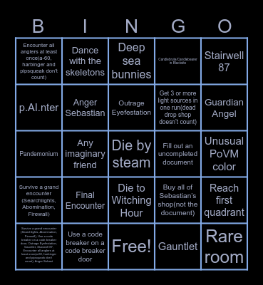 Pressure Bingo Card