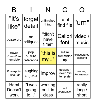 VTD presentation Bingo Card