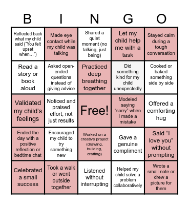 Connection Bingo Card