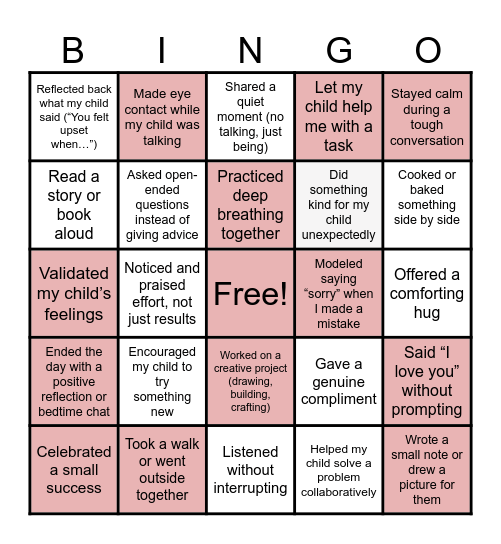 Connection Bingo Card