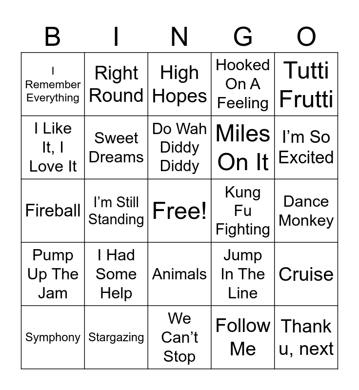 A Little Bit Of Everything Bingo Card