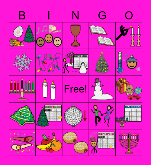 December Holidays Bingo Card