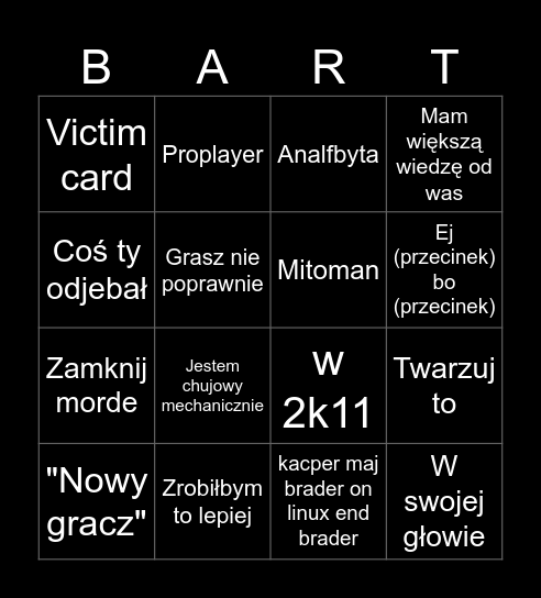 Bingo z Bartkiem! Bingo Card