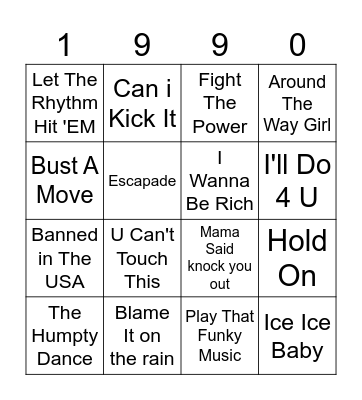 rap Bingo Card