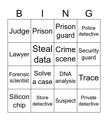 Crime Bingo Card