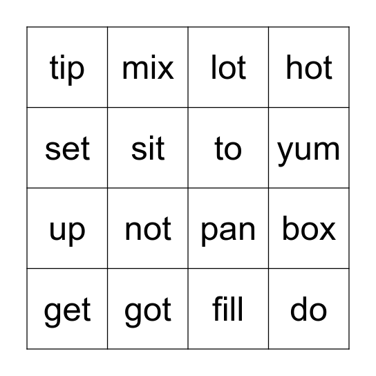 Tom Bingo Card