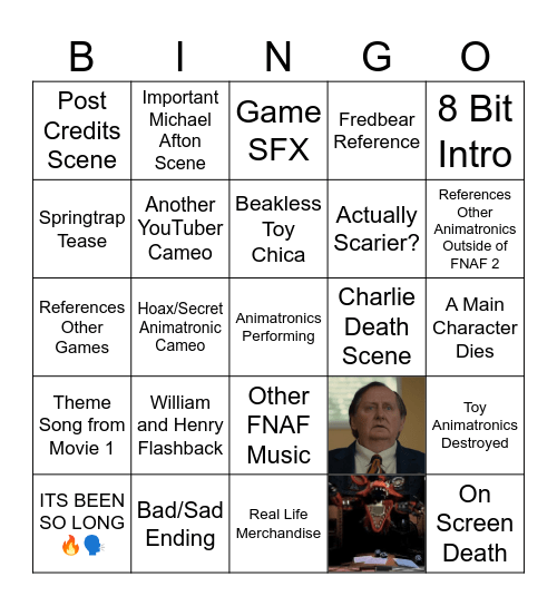 Five Nights at Freddy’s 2 Bingo Card