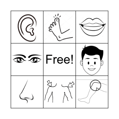 PARTS OF THE BODY !BINGO! Bingo Card