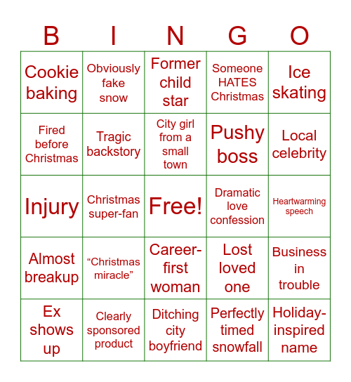 Holiday Hallmark Bingo Card
