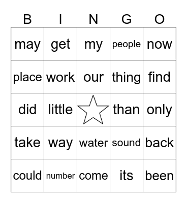 Most Common Words Lists 6-8 Bingo Card