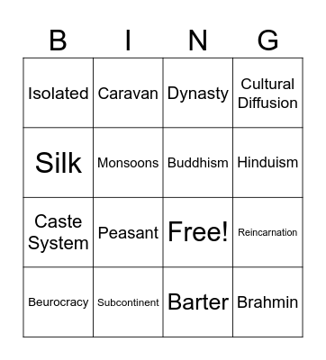 Unit 3 Vocabulary Bingo Card