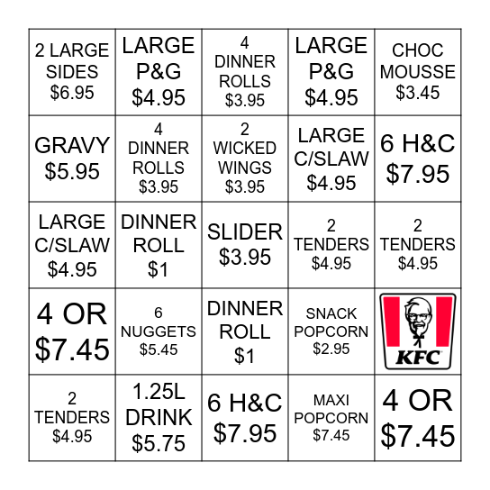 SUGGESTIVE SELLING BINGO Card