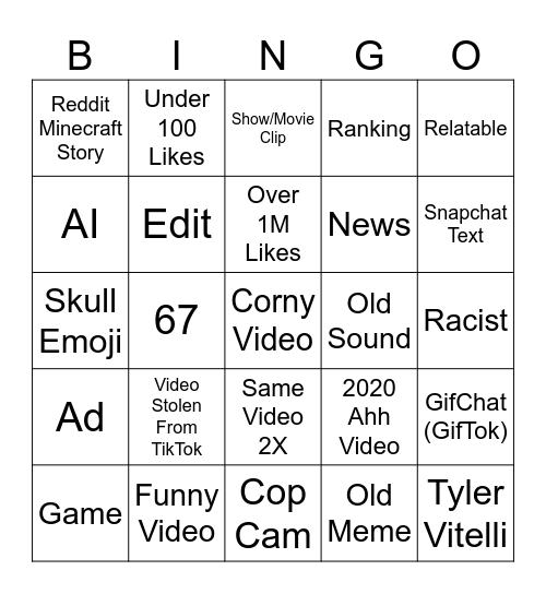Snapchat Spotlights Bingo Card