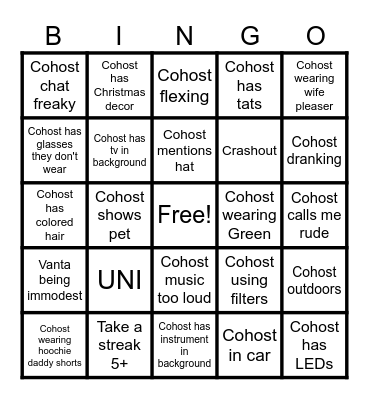 Tiktok LIVE BINGO Card