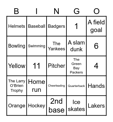 Sports Trivia Bingo Card