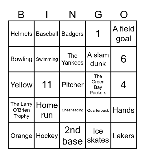 Sports Trivia Bingo Card