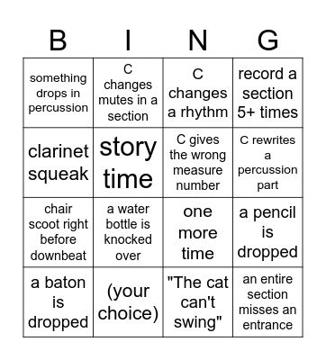 Rehearsal Bingo Card